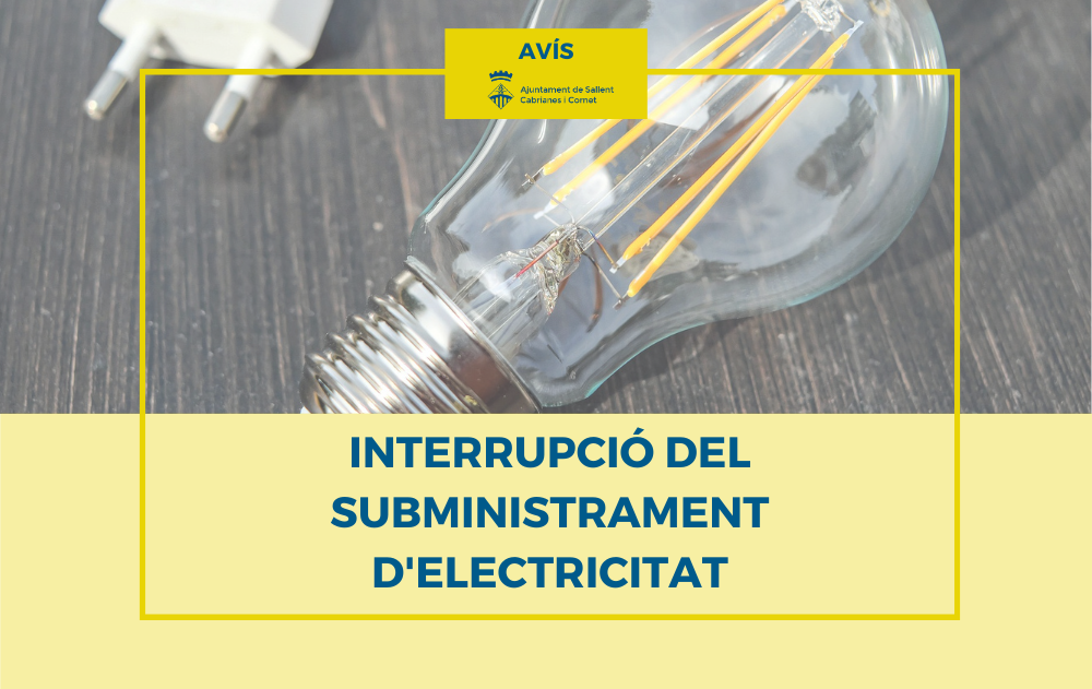 Avís d'interrupció del subministrament d'electricitat: 13 de juny