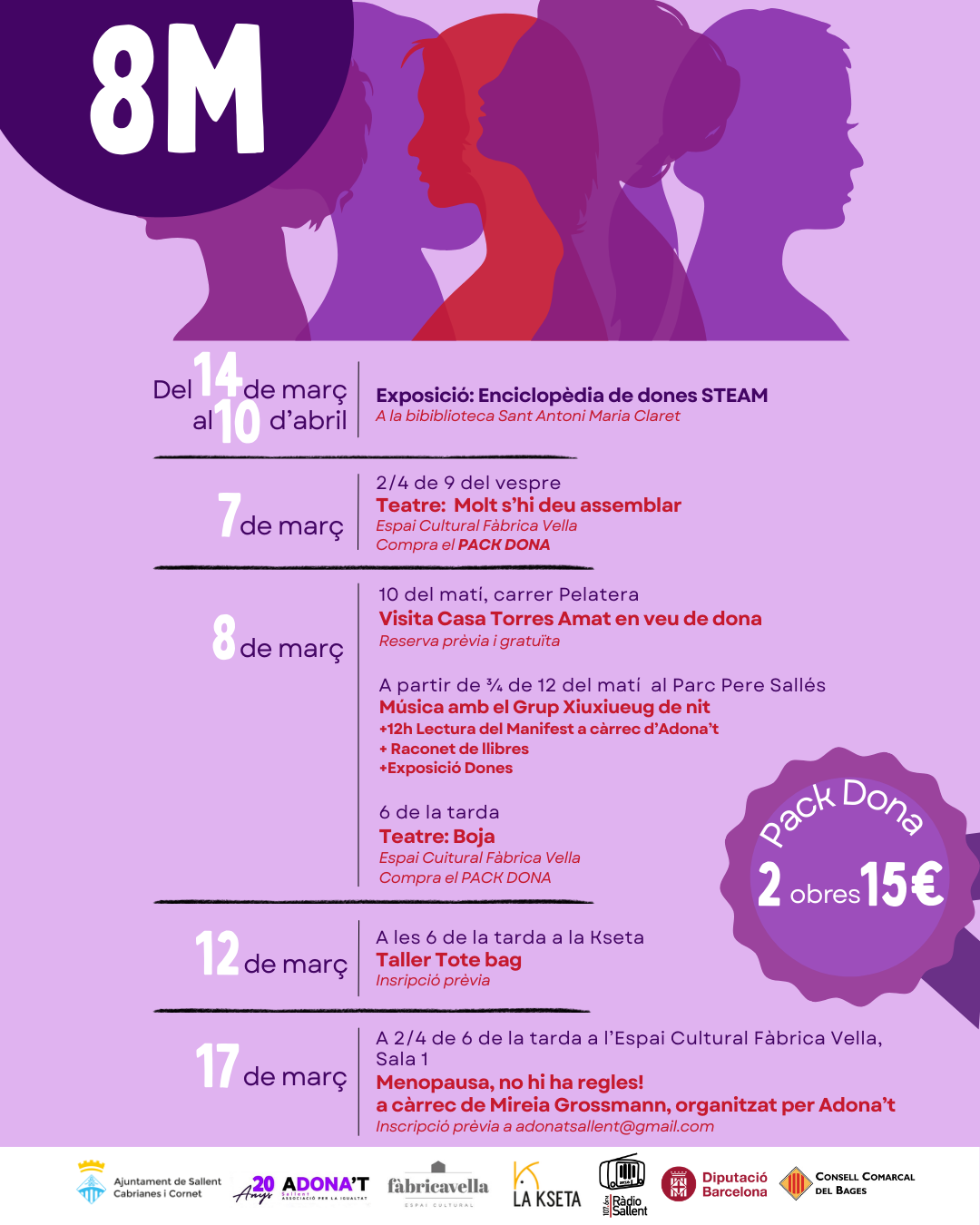 Sallent commemora el 8 de mar&ccedil; amb un programa d'activitats per la igualtat.