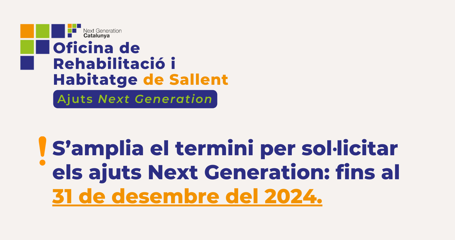 Es prorroga el termini per sol·licitar els ajuts Next Generation per a la rehabilitació d'habitatges