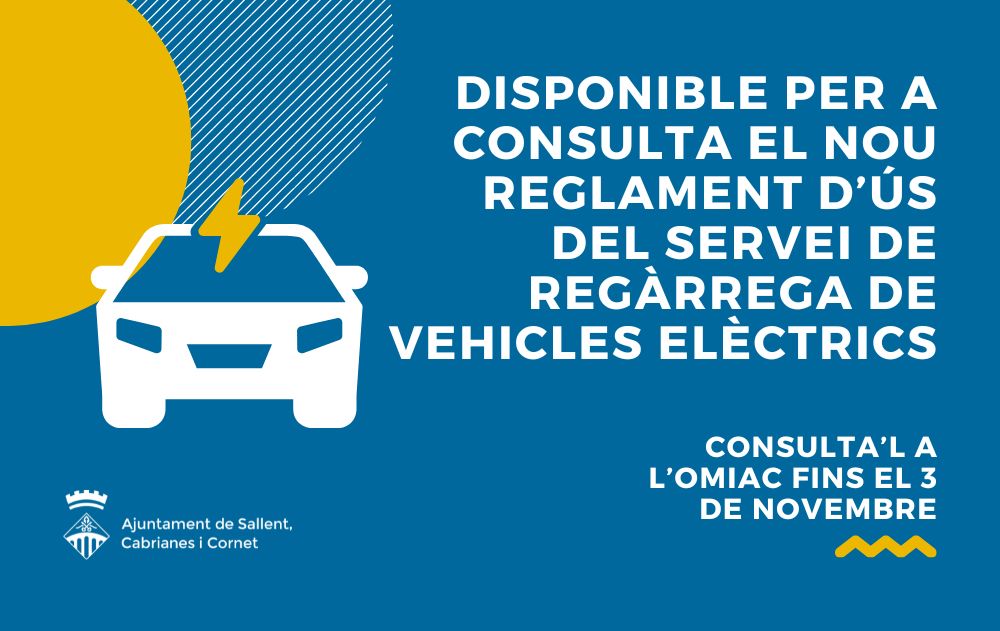 Disponible per a consulta el nou Reglament d'ús del servei de recàrrega de vehicles elèctrics