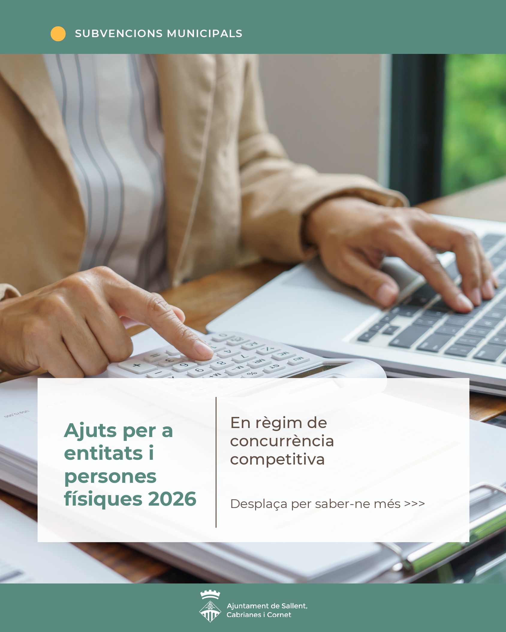 Obert el per&iacute;ode per sol&middot;licitar les subvencions relacionades amb l'ajut per a entitats i persones f&iacute;siques 2026.