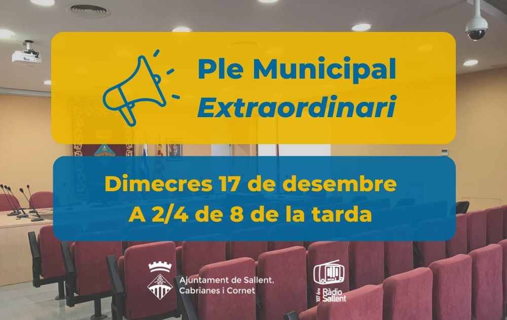 Convocat&ograve;ria del Ple Municipal extraordinari del 17 de desembre de 2025