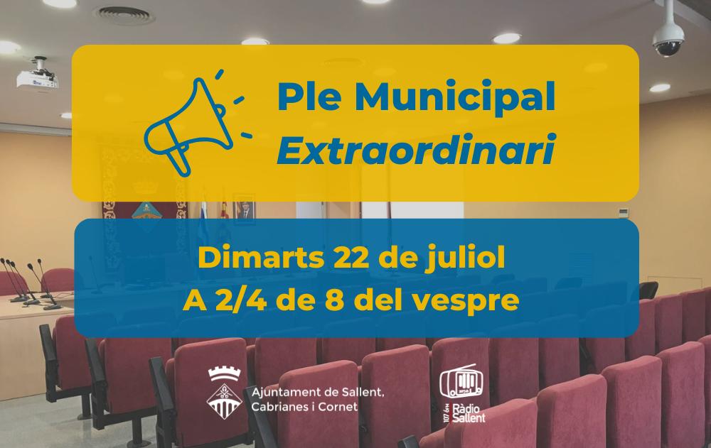 Convocatòria del Ple Municipal extraordinari del 22 de juliol de 2025