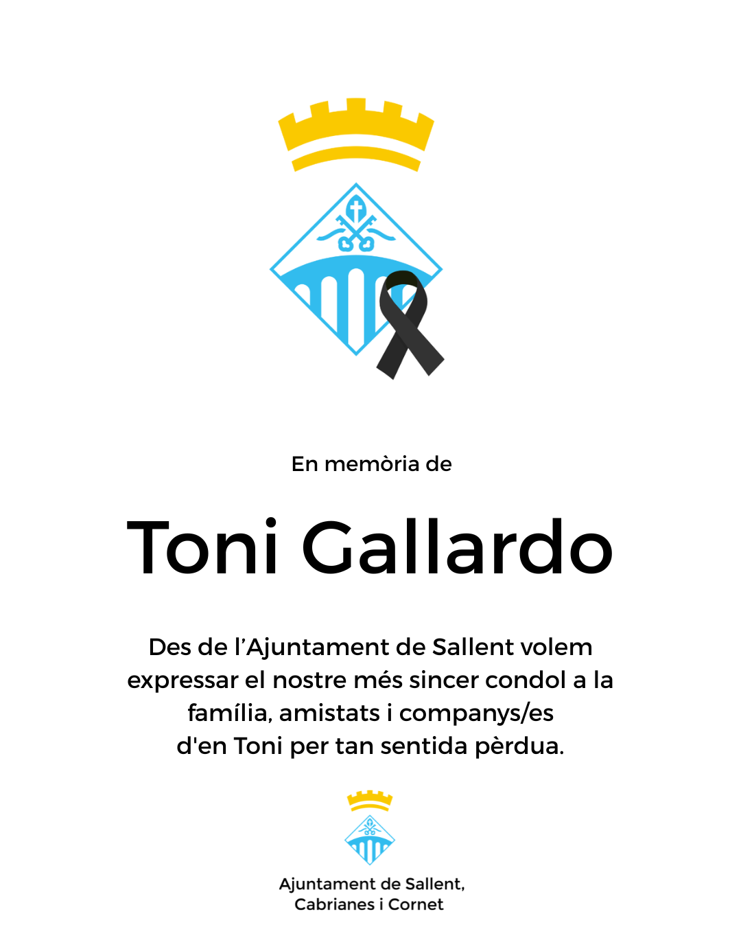 En mem&ograve;ria d'en Toni Gallardo, professor de bateria de l'Escola de M&uacute;sica de Sallent durant 16 anys