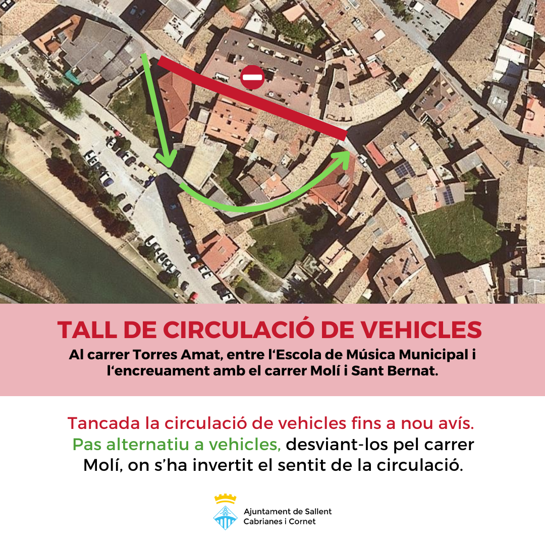 Tall de circulació de vehicles al carrer Torres Amat