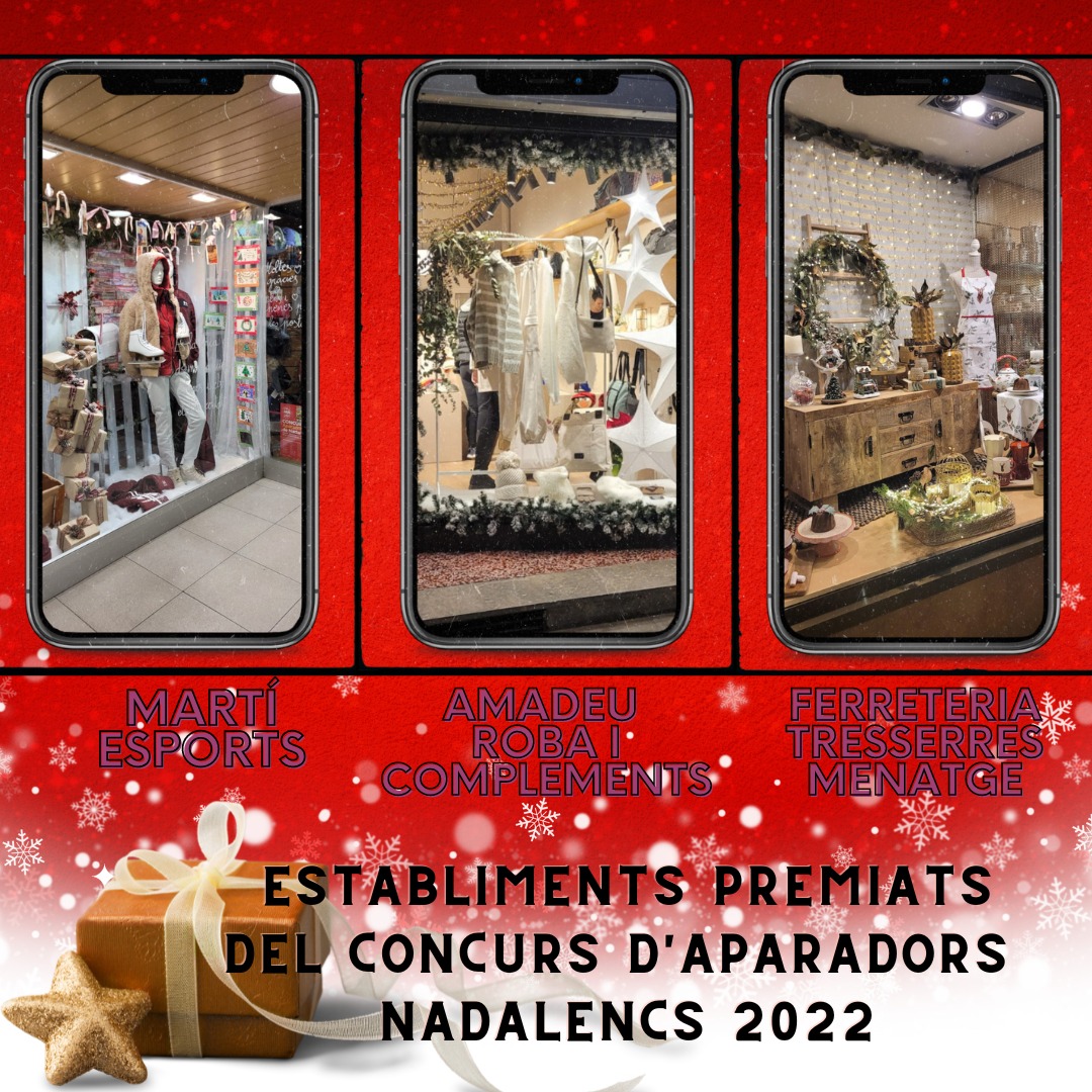 Martí Esports, Amadeu Roba i Complements i Ferreteria Tresserres Menatge són els establiments premiats del concurs d'aparadors nadalencs