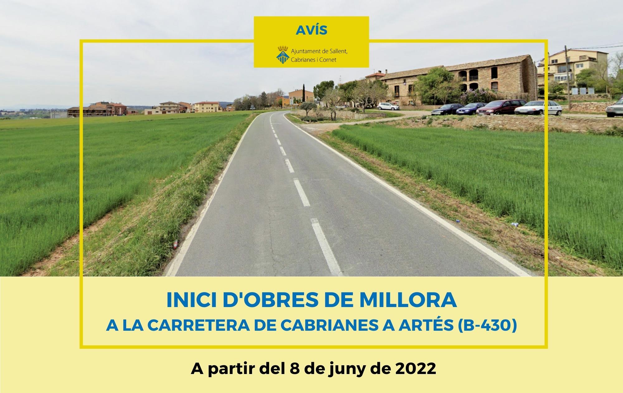 El 8 de juny s'inicien obres de millora a la carretera de Cabrianes a Artés