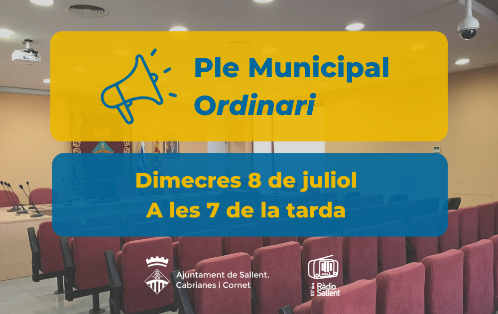 Convocat&ograve;ria del Ple Municipal ordinari del 8 de juliol de 2026