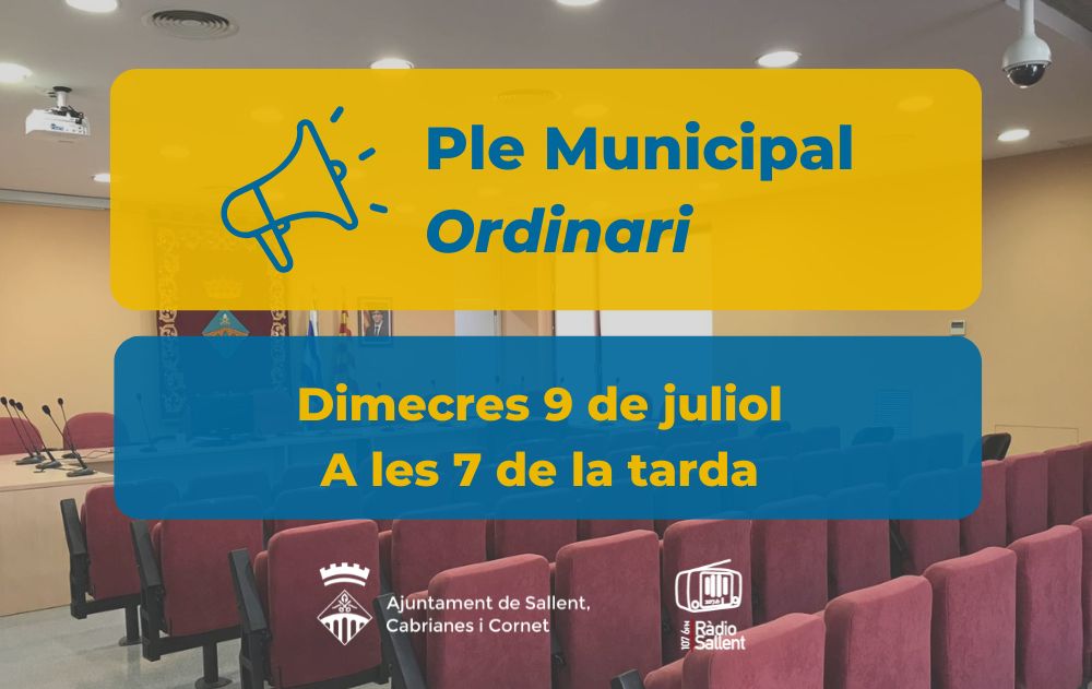 Convocatòria del Ple Municipal ordinari del 9 de juliol de 2025