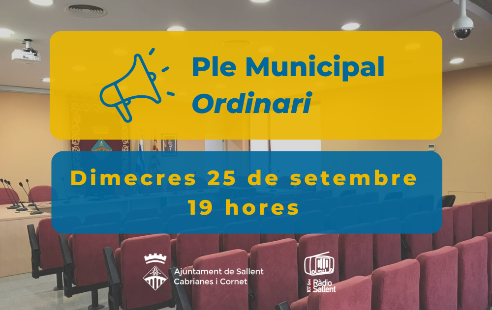 Convocatòria del Ple Municipal ordinari del 25 de setembre de 2024