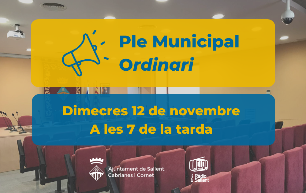 Convocatòria del Ple Municipal ordinari del 12 novembre de 2025