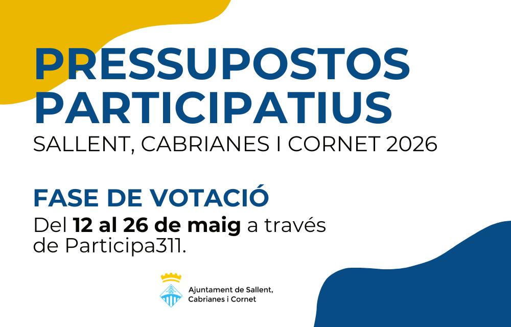Sallent obre el per&iacute;ode de votaci&oacute; de les propostes finals dels pressupostos participatius de 2026
